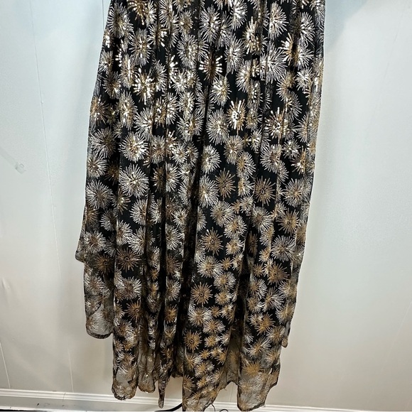 Zendaya Collection for Aqua Fireworks Dress Black Gold Sheer Hi-Low Size S - Picture 9 of 12